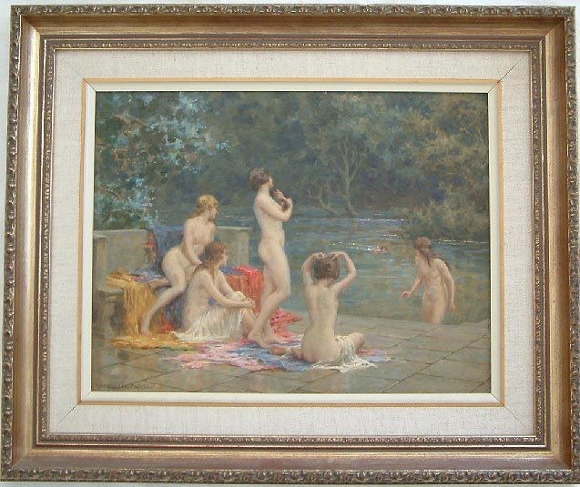 nude bathing oil painting by William Hounsom Byles
